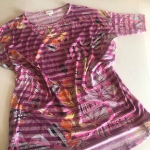 LuLaRoe Irma Striped Hawaiian Floral